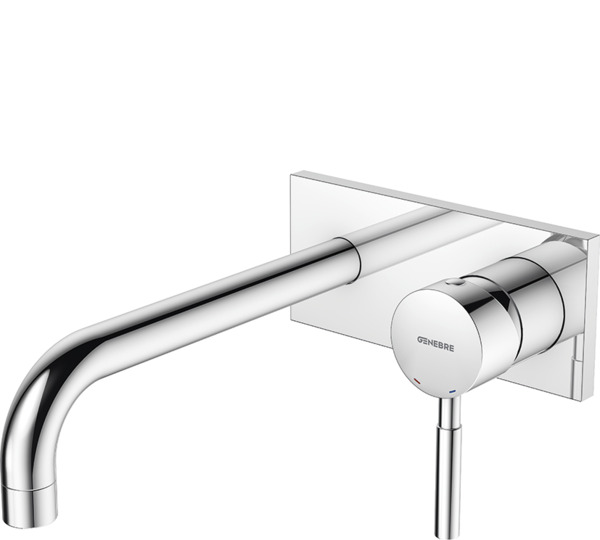 Monomando de lavabo empotrado caño 22 cm Cromado Tau